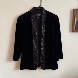 Alex Evenings Women's Black Velvet Sequin Blazer